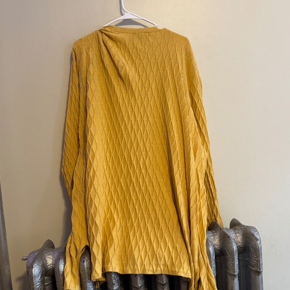 Women's Yellow Diamond Knit Long Sleeve Open Front Cardigan Sweater Plus 22/24 - Picture 4 of 4
